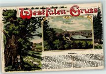 37671 W3470 Höxter Lithographie Vom Felsenkeller Schafe mit Schäfer Westfalenlied
