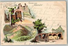 53505 W5486 Altenahr 1897 Lithographie Burgveliess Rittersprung Burhkapelle