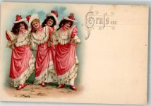 Tanzmädchen in Kostümen Zirkus 1899 Lithographie / Künstlerkarte