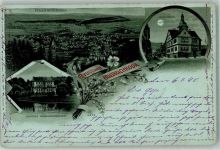 99894 O5804 Friedrichroda 1898 Lithographie Rathaus Schloss Reinhardsbrunnen Mondschein