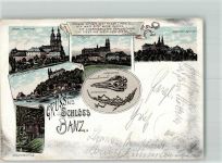 96231 W8623 Banz , Oberfr 1900 Lithographie Schloss Kirche Pfarrhof Deyssingshütte Skelett Dinosaurier Ichtyosaurus Mistryosaurus