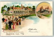 04103 O7000 Leipzig Lithographie Säschs.-Thüringische Ausstellung 1897 Hauprestaurant Wiener-Cafe