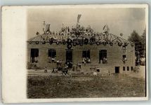 04720 O7300 Döbeln Privatfoto AK Baustelle Richtfest Ort handschriftlich