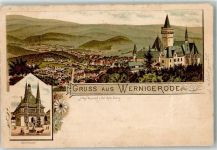 38855 O3700 Wernigerode 1893 Lithographie Vorläufer Rathaus Wernigeroder Schloß