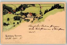 79874 W7821 Breitnau 1901 Gebrauchsspuren Lithographie Höllsteig Sternen