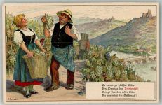 Ammoniak sign. F. Schoen , Weinlese Düngerwerbung 1906 Lithographie / Künstlerkarte