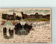 34117 W3500 Kassel , Hess 1901 Lithographie Löwenburg Fontaine Cascaden Schloss Wilhelmshöhe