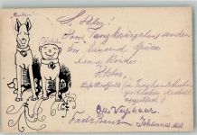 Hunder Humor sign. OW. Handgemalt 1898