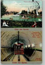 O1193 Treptow Über der Spree unter der Spree Tunnelbahn Straßenbahn 1910
