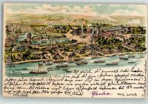 10115 O1193 Treptow 1896 Lithographie / Künstlerkarte Vogelschau der Berliner-Gewerbe-Ausstellung