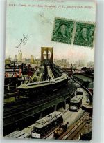 New York City 1908 Foto AK Brooklyn Bridge Curve at Brooklyn Terminal Eisenbahn Straßenbahn