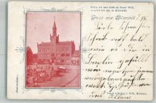 06749 O4400 Bitterfeld 1900 Passepartout Bitterfelder Rathaus Marktszene
