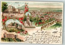 67433 W6730 Neustadt an der Weinstraße 1898 Lithographie Bahnhof Haardter Schloss Hetzel Denkmal Hambacher Schloss