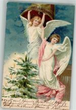 Glocken läuten Weihnachten Engel 1901 Lithographie / Künstlerkarte