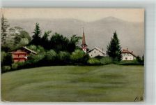 signiert MS Landschaft Häuser Handgemalt 1917