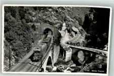 16010 Savignone Foto AK Eisenbahn Straße Auto Monte Piottino