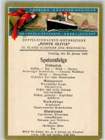 Dampfer Monte Olivia Sonntag 22. Jan. 1928 Frühstück Speisekarte