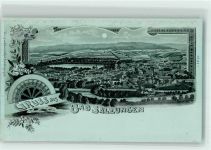36433 O6200 Bad Salzungen 1900 Gebrauchsspuren Lithographie/Mondschein Jugendstil Verlag Heinrich Hopf