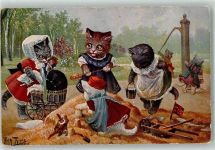 Katzen vermenschlicht Spielzeug TSN Serie 1601 Thiele, Arthur Künstlerkarte