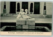 W8000 München Nr. 39 Ausstellungspark Jugendstil Brunnenfigur Nymphe Akt Architektur