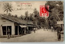 Colombo 1913 Gebrauchsspuren Cotta Road Tracht Briefmarke Bildseite