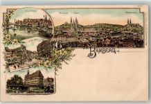 96047 W8600 Bamberg Lithographie Klein Venedig Michaelsberg Rathaus Grüner Markt Altenburg