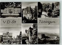 W7400 Tübingen Verein Deutscher Studenten Rathaus Schloss Hohentübingen Verbindungshaus Hölderlinturm Neckar Universität Studentika Foto AK