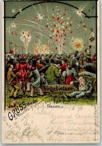 01067 O8000 Dresden 1896 Gebrauchsspuren Lithographie Vogelwiese Einriß