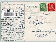 Stettin Szczecin 1926 Gebrauchsspuren SD Rügen Schiffspost