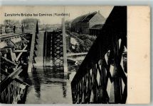 Comines Hainaut 1915 Foto AK Feldpost WK I Nr. 93 zerstörte Brücke