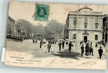 Barcelona Straßenbahn Rambla de Santa Monica Marke Bildseitig Hauser y Menet 1905 Foto AK