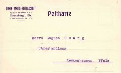 67000 Strasbourg Straßburg 1913 Nota Uhren Import Gesllschaft Hirsch und Co