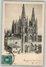Burgos 1907 Foto AK Kirche Kathedrale Marke bildseitig