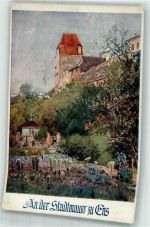 4470 Enns Künstlerkarte Stadtmauer Deutscher Schulverein