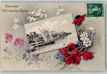 74500 Evian-les-Bains Foto AK Hafen Briefmarke bildseitig