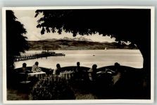 88149 W8993 Nonnenhorn Foto AK Seegarten Cafe Lenz Gasthof Engel Gasthaus Segelboot