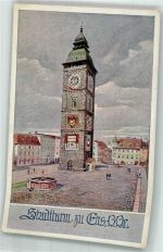 4470 Enns Künstlerkarte Stadtturm Deutscher Schulverein