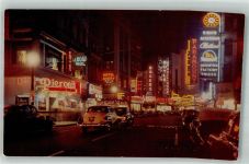 Boston Foto AK Auto Washington Street Werbung Theatre Distict bei Nacht