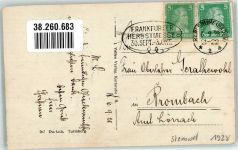 76131 W7500 Durlach 1928 - Der Turmberg hinter blühenden Bäumen
