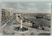 Santander Foto AK Omnibus Auto Denkmal Säule Hafen Rue Castelar