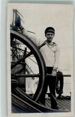 Junger Matrose am Steuerruder Marine WK I 1914 Privatfoto AK