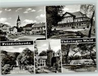99894 O5804 Friedrichroda - Blick zur Kirche Parkhotel Partie im Kurpark Schloß Reinhardsbrunn Gondelteich