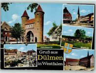 48249 W4408 Dülmen - Lüdinghauser Tor Marktszene Markt St.-Viktor-Kirche Wildpferde Rathaus