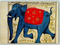Blauer Elefant mit roter Decke Elefant