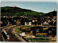 69469 W6940 Weinheim , Bergstr Gebrauchsspuren W.S.C. Wachenburg und Burgruine Windeck Straßenbahn