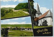 38274 W3323 Groß Elbe - Kirche Feld Gesamtansicht Baum