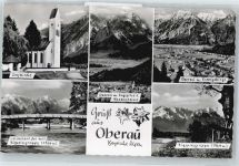 82496 W8106 Oberau , Loisach - Kirche, Brücke, Zugspitze