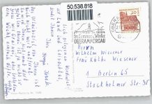 82496 W8106 Oberau , Loisach - Kirche, Brücke, Zugspitze