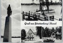 16798 O1432 Fürstenberg , Havel - Postamt, Schiff, Denkmal
