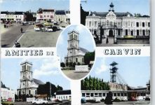 62220 Carvin - Kirche, turm, Parkplatz, Schloss